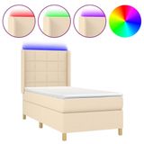 VidaXL Boxspring met Matras en LED Crèmekleurig Stof 180x200 cm