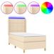 vidaXL Boxspringbed met matras en LED-verlichting, crème kleur, 160x200 cm, gestoffeerd