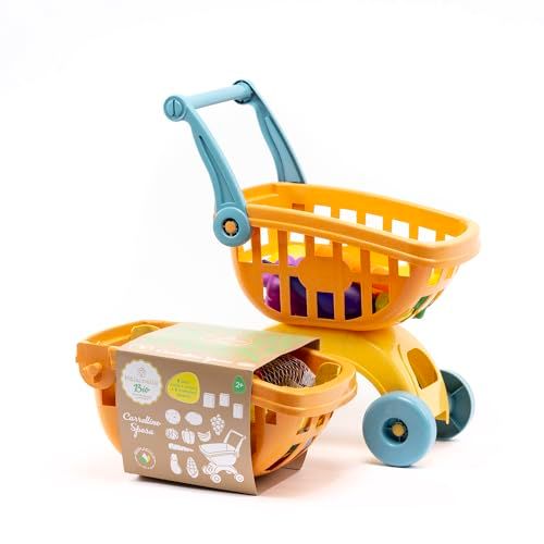 ODS - Biologische maisonella, winkelwagen voor kinderen, met fruit, groenten en dozen, duurzaam van bioplastic, 31 x 19 x 17 cm, aanbevolen leeftijd + 2 jaar