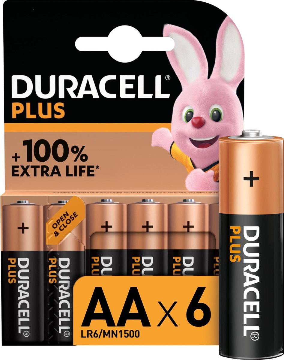 Duracell Plus Alkaline AA batterijen, 6 stuks