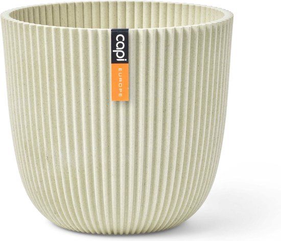 Capi Europe Bloempot bol Groove 'made with' zaagsel beige - 13x12