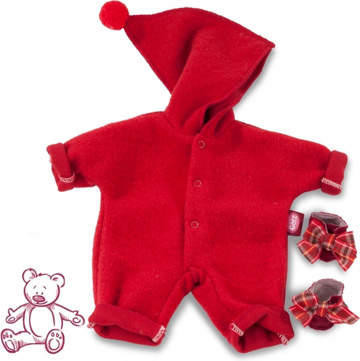 Gotz Götz Doll Clothes Baby Doll for 30-33cm Doll Red Baby Outfit with Hat and Slippers