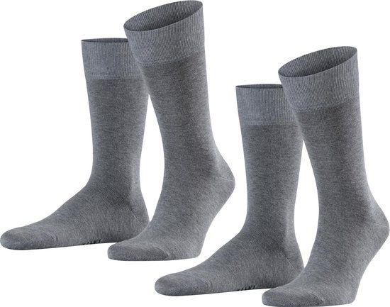 FALKE Happy 2-Pack Katoenen Sokken Heren - Grijs - Maat 47-50