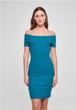 Urban Classics Off Shoulder Rib Kokerjurk Blauw XXL