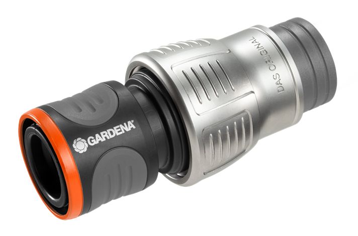 Gardena 18256-50 Premium Metal Hose Connector - Black, Grey, Orange - 19mm