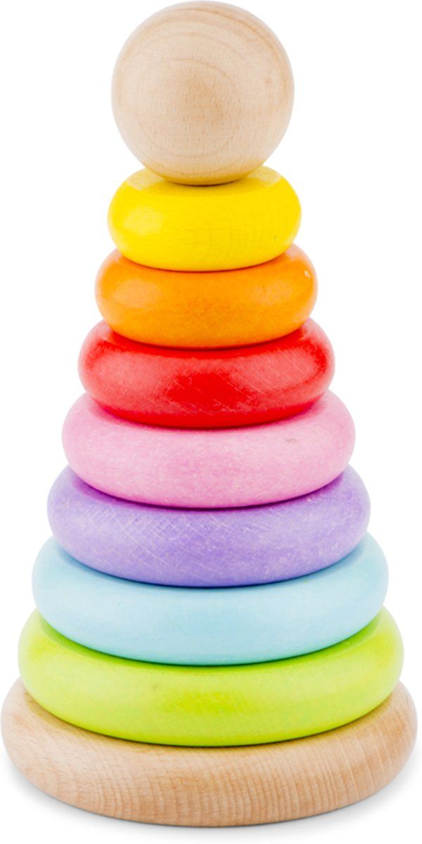 New Classic Toys Stapeltoren - Regenboog - 7 Gekleurde Ringen