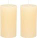 Bougie conique/bougie cylindrique - 2x - blanc ivoire - 7 x 13 cm - modèle rustique
