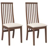 VidaXL Eetkamerstoelen met kussens, 2 stuks, massief hout, rubber, bruin