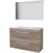Basic-Line Badkamermeubelset - Ondiep - 100 x 39 cm - Met Grepen - 2 Lades - Keramische Wastafel - 1 Kraangat - Spiegel met Indirecte LED