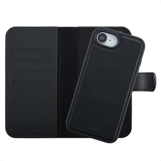 Selencia Olyn Uitneembare Bookcase met MagSafe voor de Apple iPhone 17e / 16e - Zwart