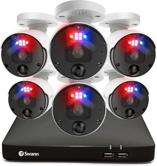 Swann NVR8-8780RN - Cameraset - 6 Camera's - PoE - 2TB Opslag - Motion Detection - Gezichtsherkenning