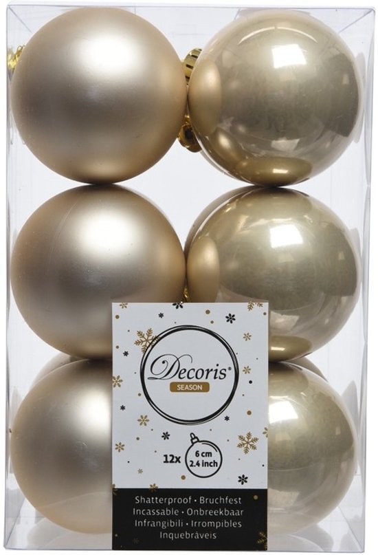 - Creme kerstversiering kerstballen kunststof 6 cm