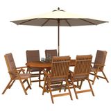 vidaXL - 7-delige - tuineethoek - Naturel - Massief - Acacia - Hout