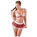 Cottelli Collection Schoolmeisje Lingerie Set met Erotische Kenmerken en Open Kruis voor Ondeugende Dates – Maat S – Wit/Rood