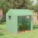 Greenhouse in two parts with door and roll-up windows, steel and PE, 200 x 140 x 200 cm, green