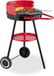 Relaxdays Houtskoolbarbecue op wielen - Ø 40 cm - Verstelbaar rooster - Windvanger - Zwart/Rood
