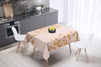 Bonamaison Tafelkleed, Anti-Mold, Sneldrogend, Waterdicht, 100% Polyester Tafellaken, Oranje, gebroken wit, 140 x 140 Cm - Ontworpen en Vervaardigd in Turkije