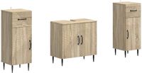 vidaXL - 3-delig - badkamerkast - set - HAARLEM - Sonoma - Eiken - Bewerkt - hout