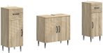 vidaXL - 3-delig - badkamerkast - set - HAARLEM - Sonoma - Eiken - Bewerkt - hout