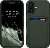 kwmobile telefoonhoesje geschikt voor Apple iPhone 16 - Hoesje met pasjeshouder - TPU case in donkergroen