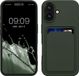 kwmobile telefoonhoesje geschikt voor Apple iPhone 16 - Hoesje met pasjeshouder - TPU case in donkergroen