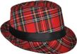 Funny Fashion Al Capone hoed Schotse ruit rood