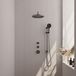 Brauer Gunmetal Edition Thermostatische Regendoucheset Inbouw - Hoofddouche 30 cm - Gebogen Wandarm - Handdouche 3 Standen - Doucheslang - Geintegreerde Glijstang - Gunmetal