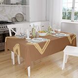 Bonamaison Tafelkleed, Anti-Mold, Sneldrogend, Waterdicht, 100% Polyester Tafellaken, Bruine tinten, 140 x 160 Cm