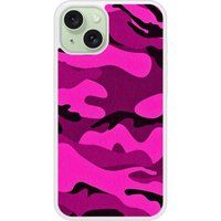 iPhone 15 Camouflage rose bedrukt siliconen hoesje