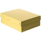 Originele FALKEN PureBox Pastel Made in Germany 100 mm hoog DIN A4 geel opbergdoos met stevige kartonnen deksel