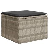 VidaXL Tuinkruk met kussen 55x55x37 cm poly rattan lichtgrijs