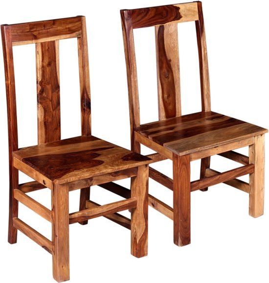 vidaXL Eetkamerstoelen 2 stuks massief acaciahout bruin
