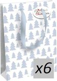 Eurowrap - X-29523-3Cpack - Set van 6 Kerst Cadeauzakken - Middel Formaat 21,5x10,2x25,3cm - Dennenbomen