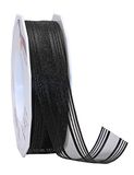 Present PRÄSENT Palma Trouwband met zwarte metalen rand, 20 m decoratief lint om te decoreren en te knutselen, 25 mm breed, licht flexibel, voor feestelijke decoraties bij speciale gelegenheden