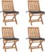 vidaXL Fauteuils pliants avec coussins, set de 4, bois de teck massif