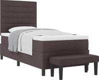 vidaXL Boxspring bed met hoofdeinde Donkerbruin 90 x 200 cm Stof