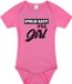 Bellatio Decorations Shoppartners Bv Spoiler alert girl gender reveal cadeau tekst baby rompertje roze meisjes - Kraamcadeau - Babykleding 92