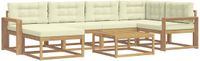 vidaXL Hoek loungeset 6 zitplaatsen Wit en crèmekleurig Acacia hout