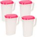 Plastic Forte Pichet avec couvercle - 4x - 2 litres - fuchsia - plastique - pichet verseur étroit qui rentre dans la porte du réfrigérateur