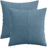 vidaXL Kussensloop 2 pcs ALMELO Blauw 35 x 35 cm corduroy