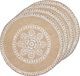 Zeller placemats met mandala print - 6x - jute look stof - rond - D38 cm