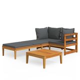 VidaXL 3-delige Loungeset met Donkergrijze Kussens en Acaciahouten Frame