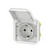 LEGRAND, Plexo 069640L Inzet stopcontact voor vochtige ruimtes, Schuko-standaard, incl. klapdeksel, aanraakbeveiliging, steekklemmen, 16A, 250 volt, IP44 - IK08 (IP55 met gesloten deksel), ultrawit