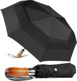 Merkloos / Sans marque Wan GmbH Grote 54 inch Auto Open Close Paraplu - Opvouwbare Golf Maat - 210T Dupont Teflon Gecoat - Winddicht - Dubbele Luifel - Zwart - Vrouwen Mannen Paraplu
