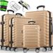 tillvex® set de voyage 4 pièces + pèse-bagages, 8x sangles de valise & 4x cintres de valise | set de voyage 4 roues | valise trolley bagage serrure TSA | set de valise rigide S-M-L-XL, vert armée