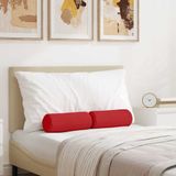 VidaXL Bolster kussens 2 st stof rood ø 15 x 40 cm