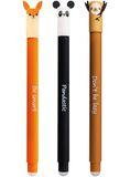 Eberhard Faber Uitwisbare gelpen, 3 gelpennen, motief: panda, vos, luiaard, blauw, 0,7 mm