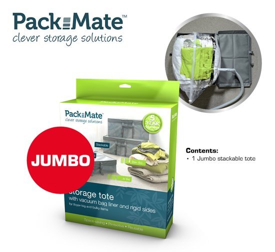 Packmate Jumbo Stackable Storage Tote - VacuÃ¼m opbergzak met box - VacuÃ¼mzak - Kleding Opbergen