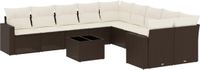 vidaXL 11-delige Loungeset met kussens, polyrattan, bruin