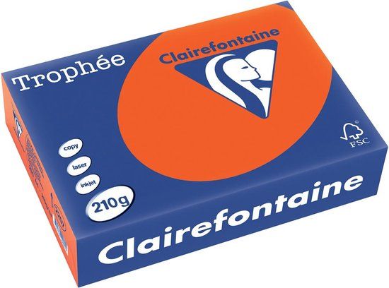 Clairefontaine Trophée Intens, gekleurd papier, A4, 210 g, 250 vel, kardinaalrood